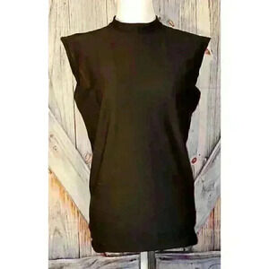 DRI-STAR Womans ATHLETIC Shirt BLACK Stretch SLEEVELESS Top Safety Stamp size Lg